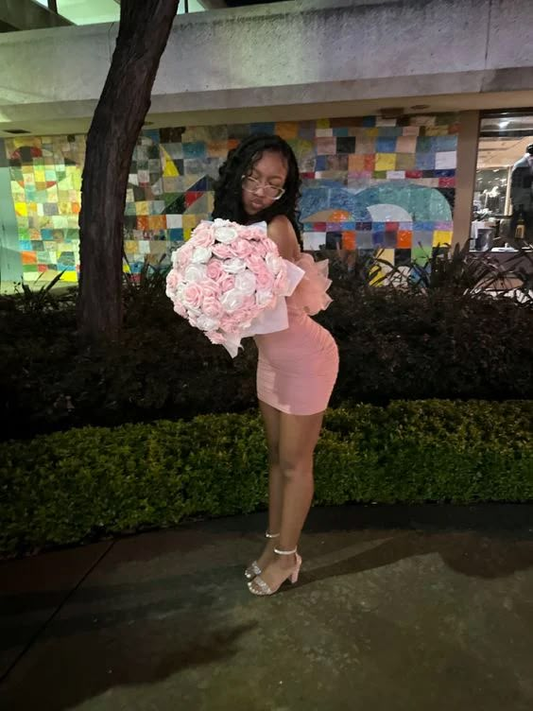 Lovely Pink Birthday Outfit Strapless Ruffles Homecoming Dress J6702