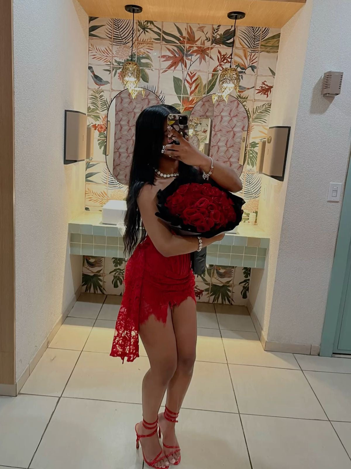 Rotes Etuikleid mit Spitze für Geburtstag, formelle Party, Heimkehrkleid J7133