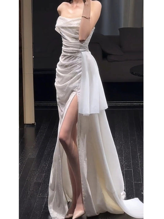 Robe de soirée longue sirène scintillante avec fente J8681