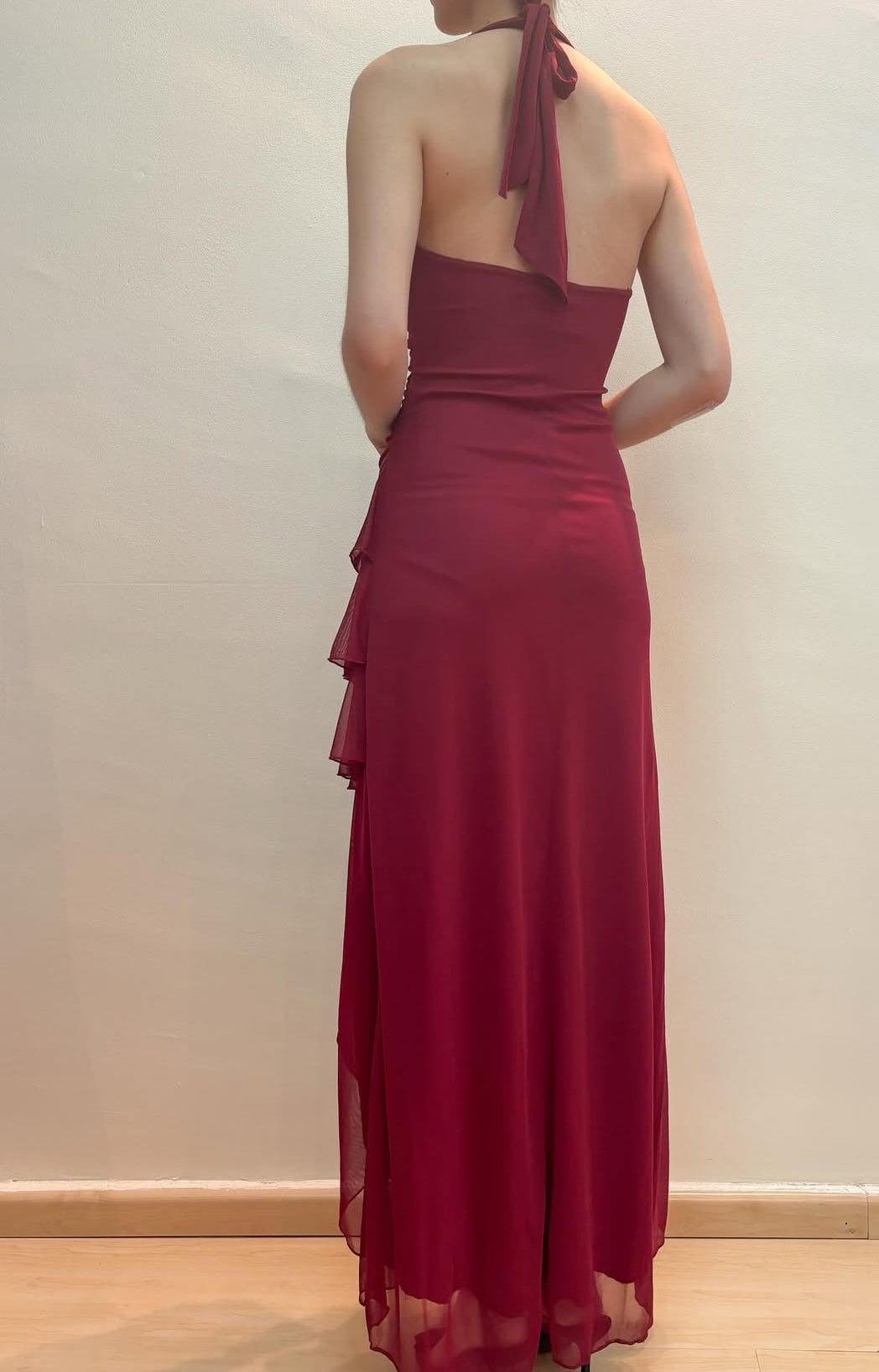 Neckholder-Ballkleid mit langen Lagen, formelles Abendkleid, Partykleid J8547