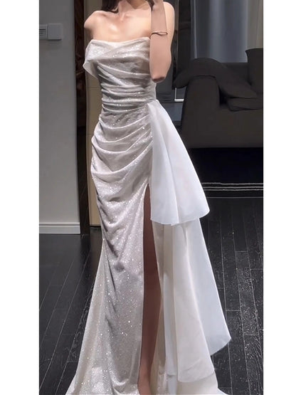 Robe de soirée longue sirène scintillante avec fente J8681