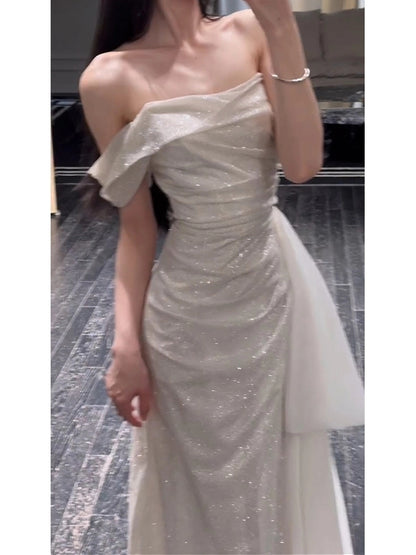 Robe de soirée longue sirène scintillante avec fente J8681