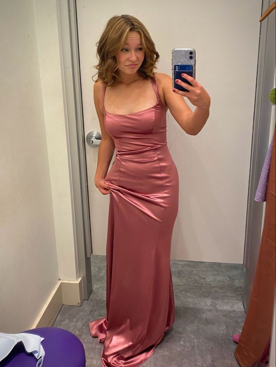 Robe de bal sirène simple et longue en satin, tenue de soirée formelle J8688