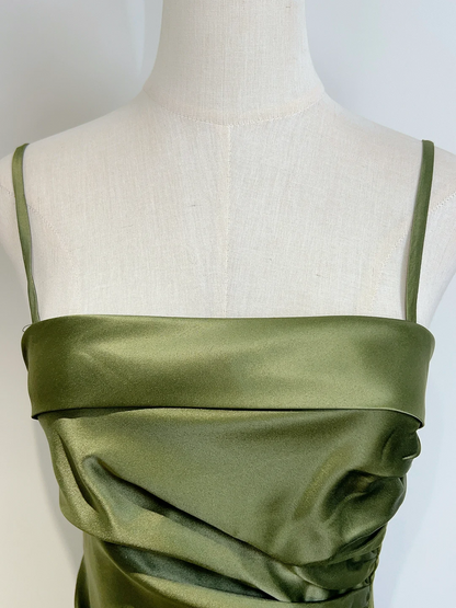 A Line Green Long Prom Dress Ruffle Evening Gowns J8706