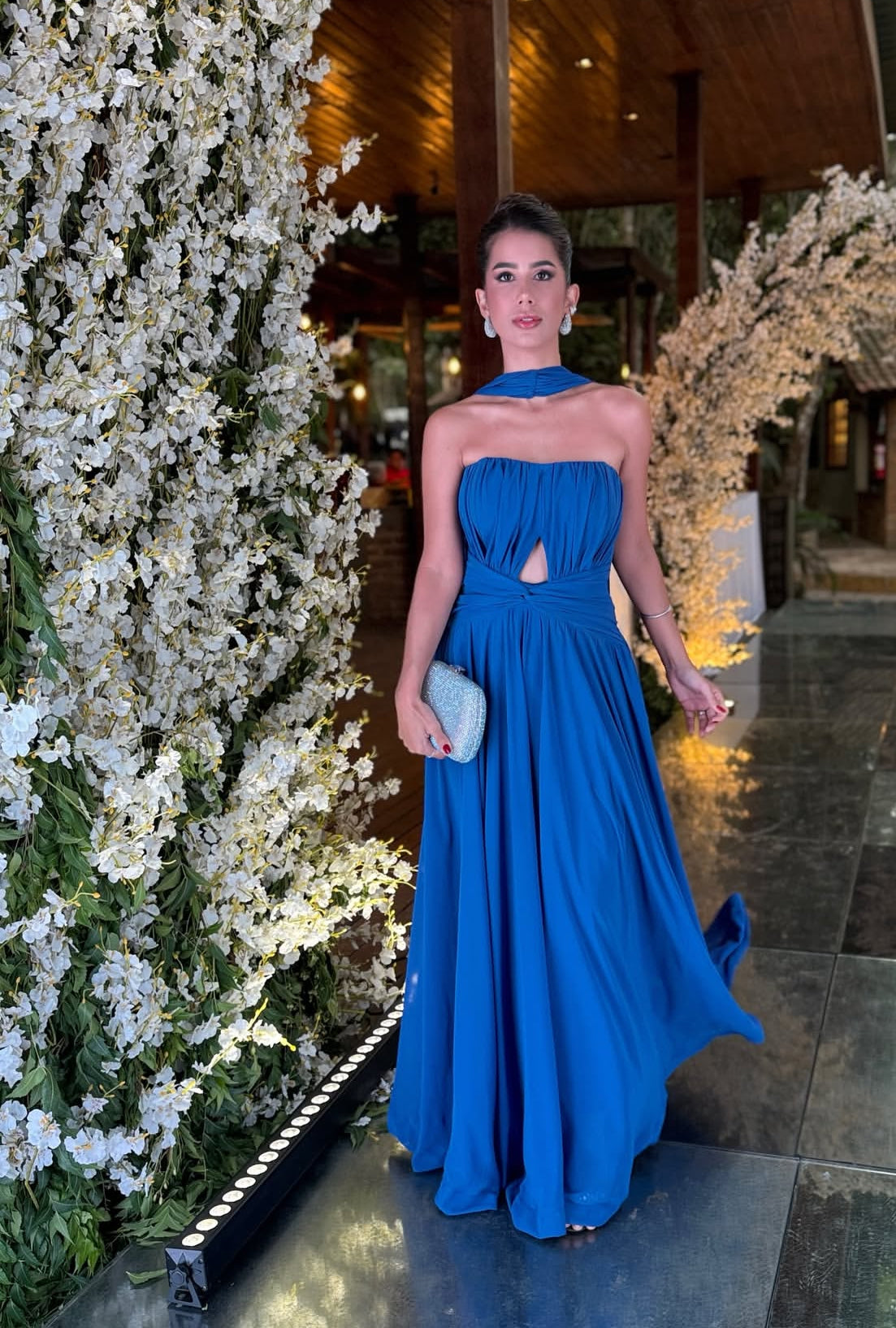 Trägerloses A-Linie Langes Ballkleid Elegantes Hochzeitsgastkleid J8711