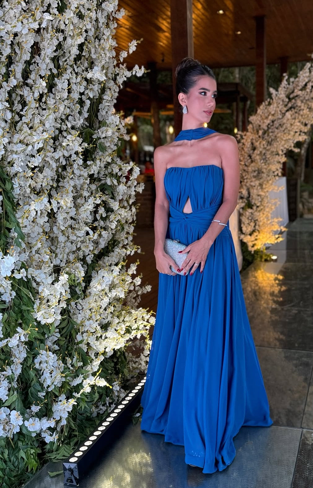 Trägerloses A-Linie Langes Ballkleid Elegantes Hochzeitsgastkleid J8711