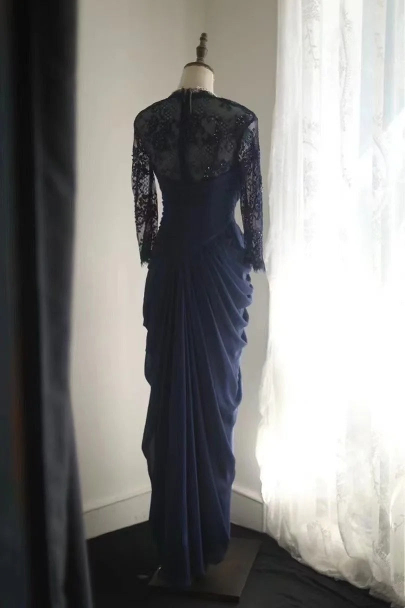 Lace Long Sleeves Evening Dress Modest Formal Party Dress J8729