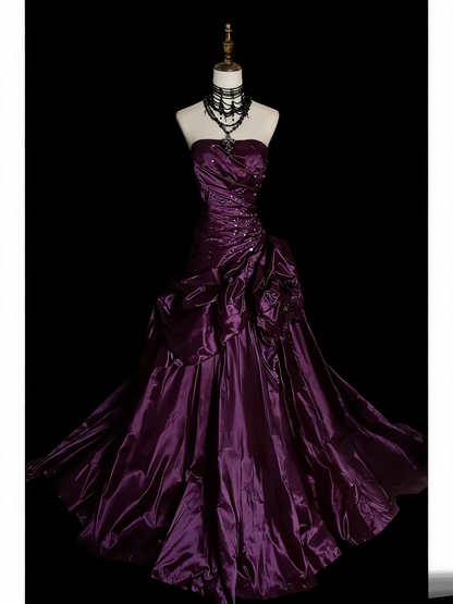 Strapless Royal Blue Prom Dress Satin Birthday Dress J9404