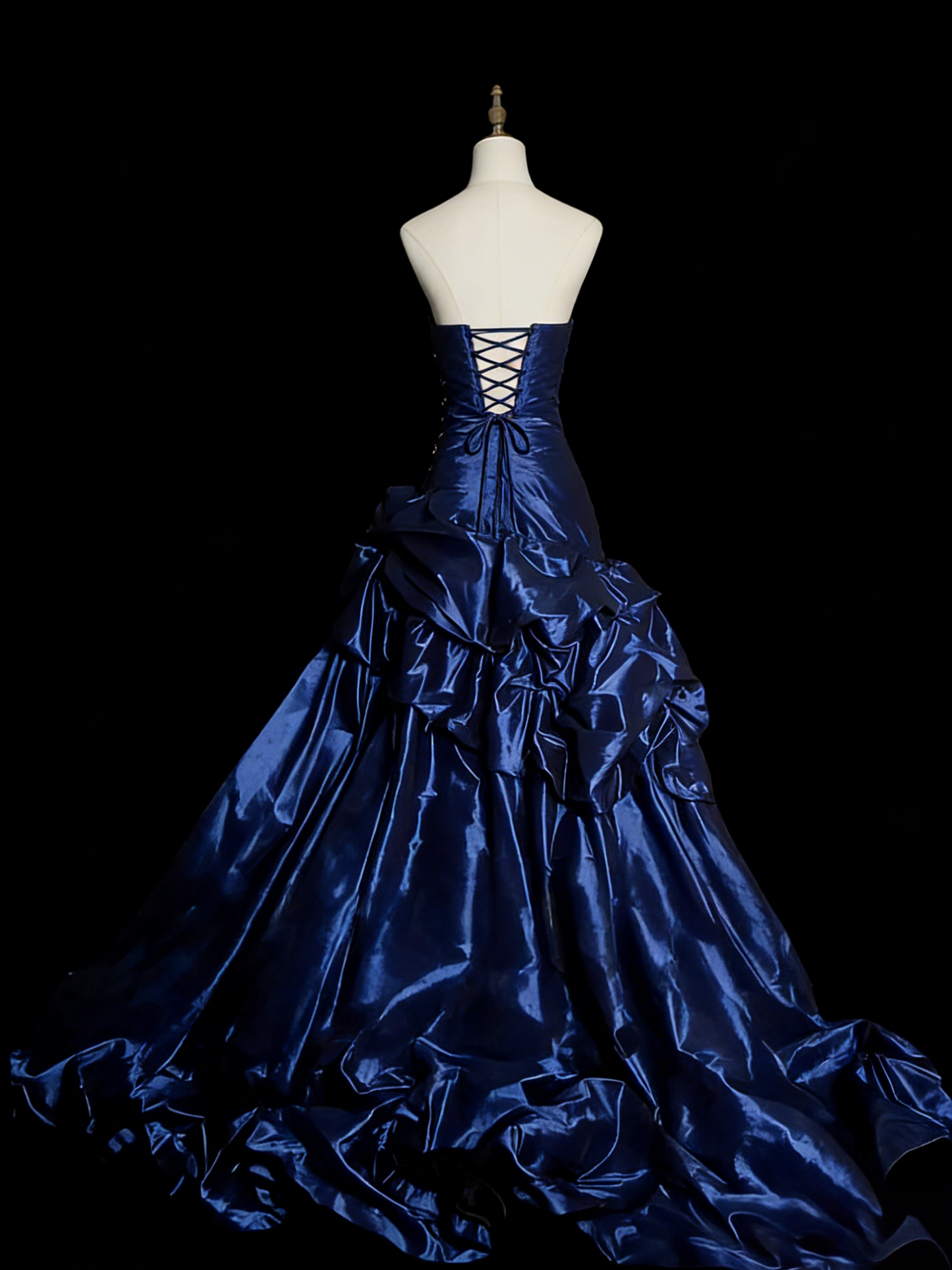 Strapless Royal Blue Prom Dress Satin Birthday Dress J9404