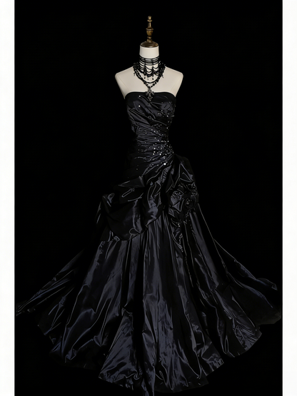 Strapless Royal Blue Prom Dress Satin Birthday Dress J9404