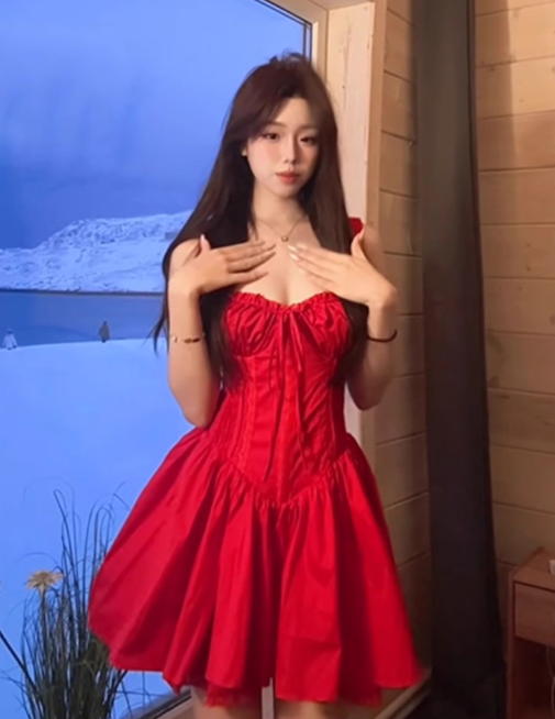 Robe rouge sexy sans manches A Ine Mini jupe L19