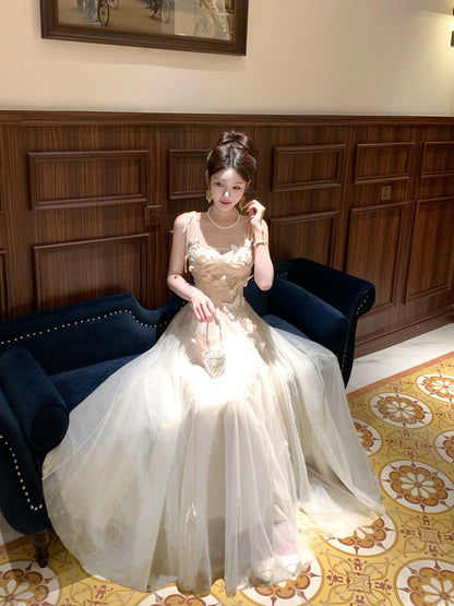 French-style 3D Butterfly Long Prom DressA Line Evening Gown L74