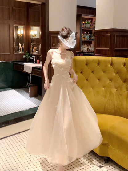 French-style 3D Butterfly Long Prom DressA Line Evening Gown L74