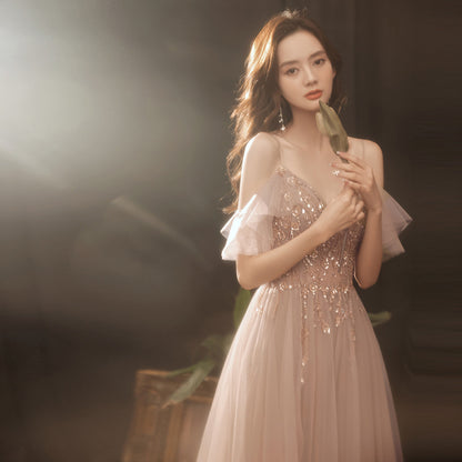 A Line Beading Long Prom Dress Fairy Tulle Evening Dress 102 - JulyProm